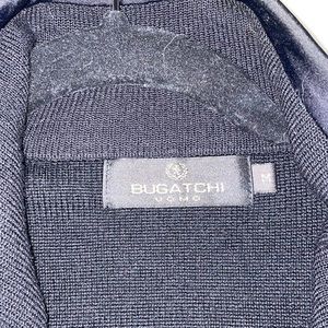 Bugatchi black merino full zip cardigan sweater.